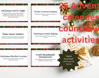 Advent calender countdown activities/printed Christmas activities/advent calender/printable family activities