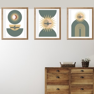 Farvahar Boho Wall Art - Set of 3 Printable Digital Art - Zoroastrian Kurdish Culture and Philosophy