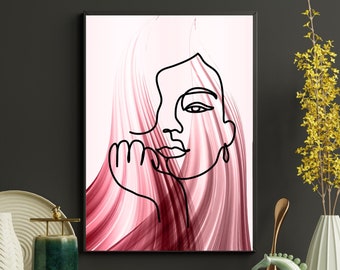 Woman Line Art Print: Minimalist Female Portrait (Digital Download)