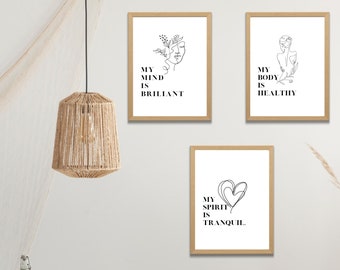 Affirmation Wall Art Prints: Positive Mindset Decor (Digital Download)