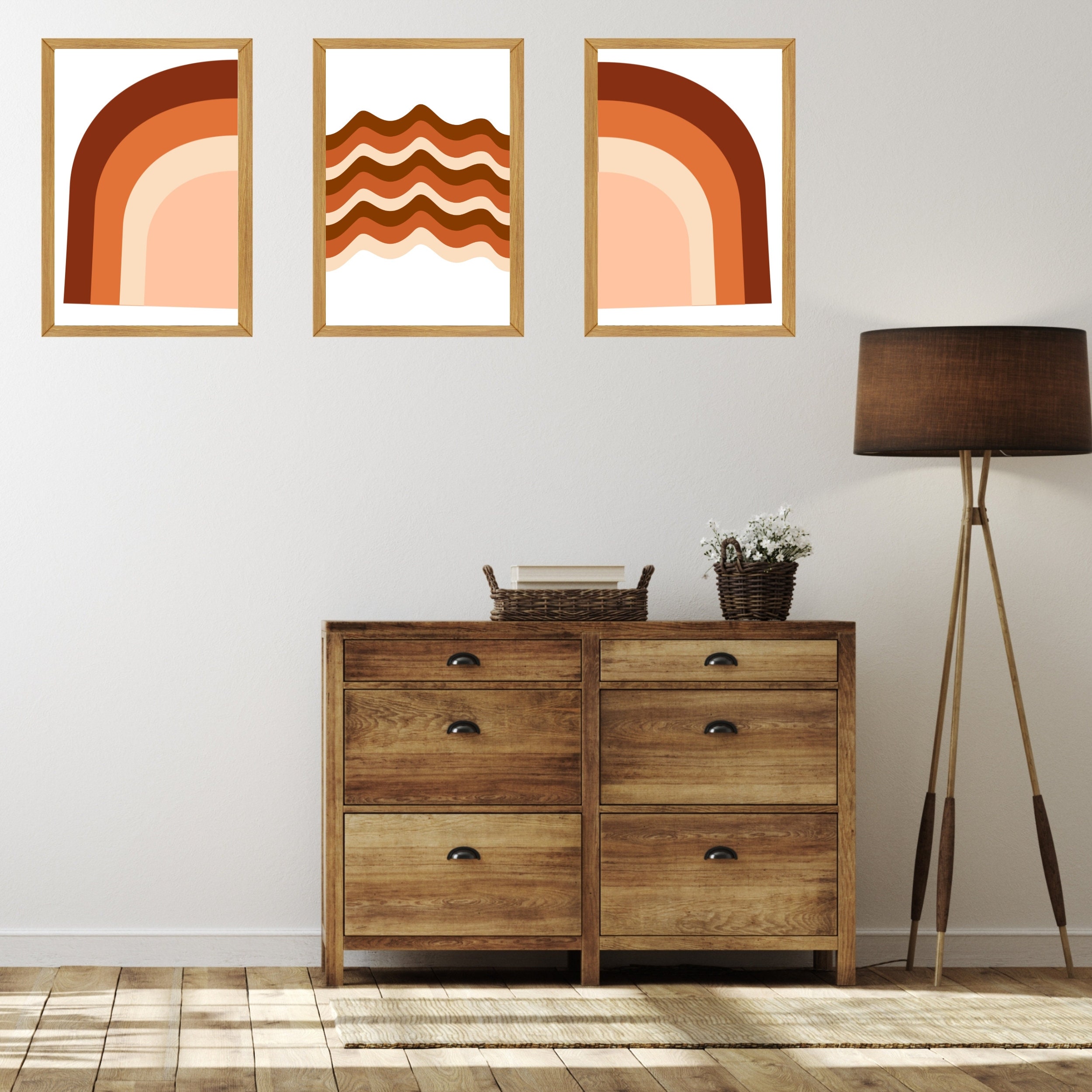 Mid Century Modern Boho Wall Art - Set of 3 Printable Geometric ...