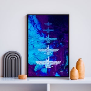 Zarathustra and the Names of God, Persian Art Print, Navy Blue Wall Art, Iranian Home Decor