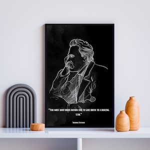 Decorazione da parete con citazione di Nietzsche - Caos e stelle - Decorazione da parete con filosofia