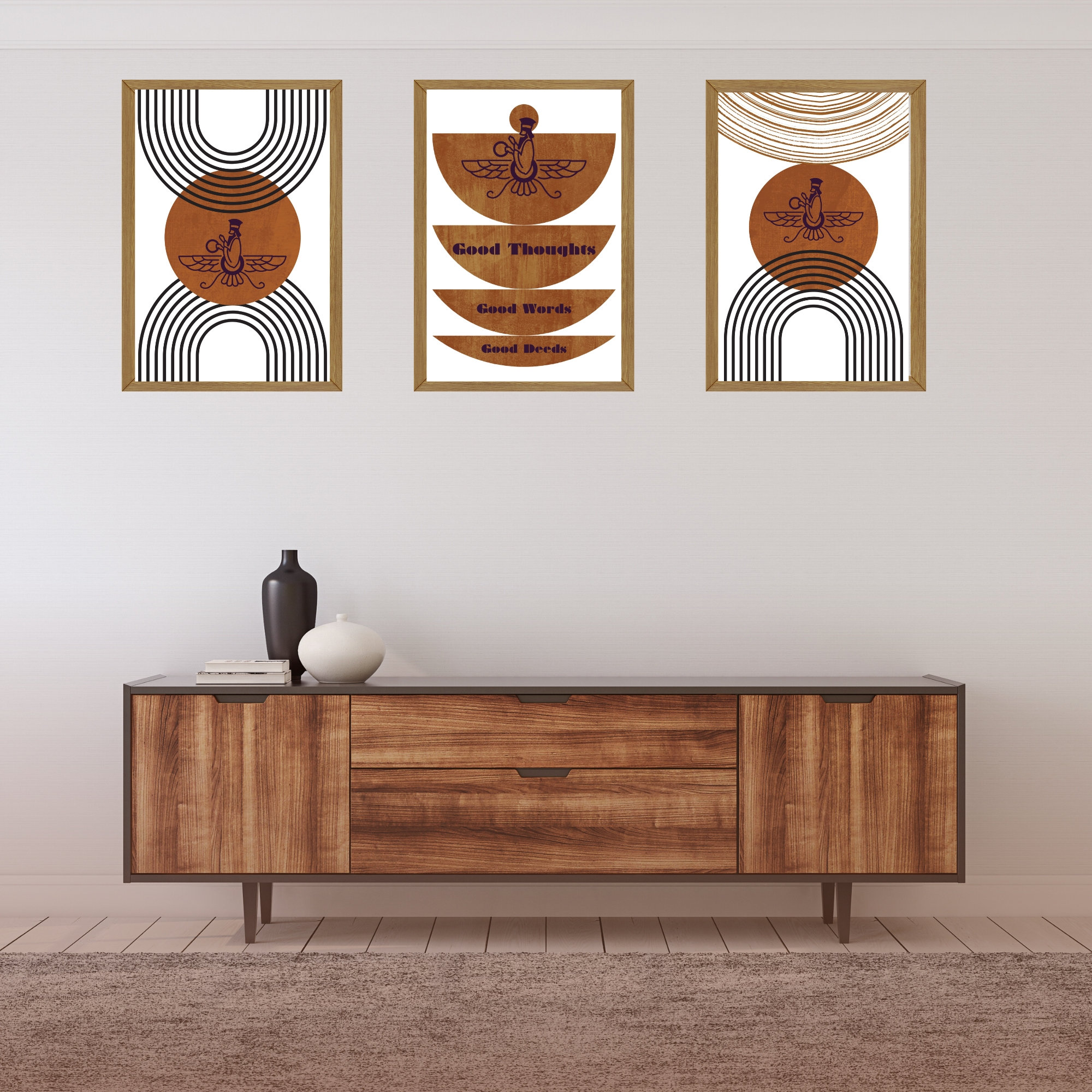 Ahura Mazda Saying Print, Zartosht Phylosophy Poster, Faravahar Decor, God of Zoroastrian Wall