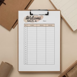 Simple sign in sheet