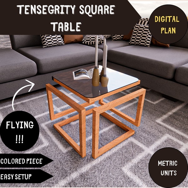 Tensegrity Table,Tensegrity structure educational project DIY, Tensegrity stand, Floating table,end table,Square Table,coffe table,modern