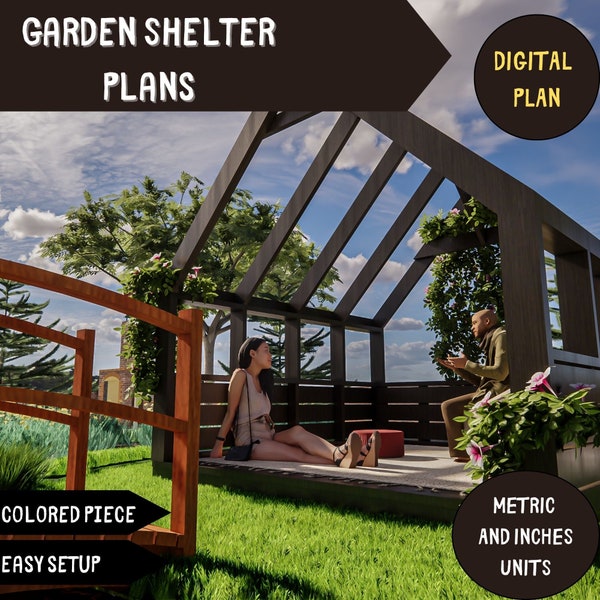 Shelter Plan/Shelter Pavilion plan/patio shelter plan/roofed shelter plan/covered deck plan/backyard shelter /picnic shelter/Outdoor shelter