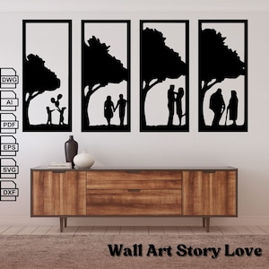 Wall Art Story Love archivos svg dxf cortados con láser