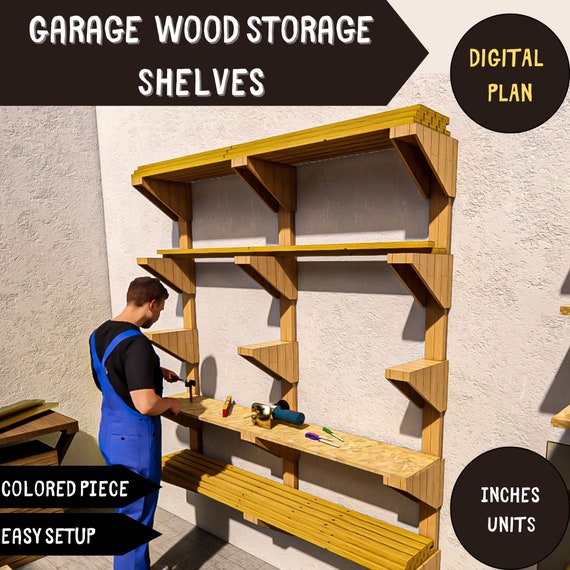 Étagère de garage bricolage rangement en bois, étagère, étagères de  rangement de garage mobiles bricolage Plans de construction / menuiserie -   Canada