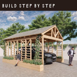 Modern Carport Plans: DIY Wooden Car Garage Blueprints (digital ...