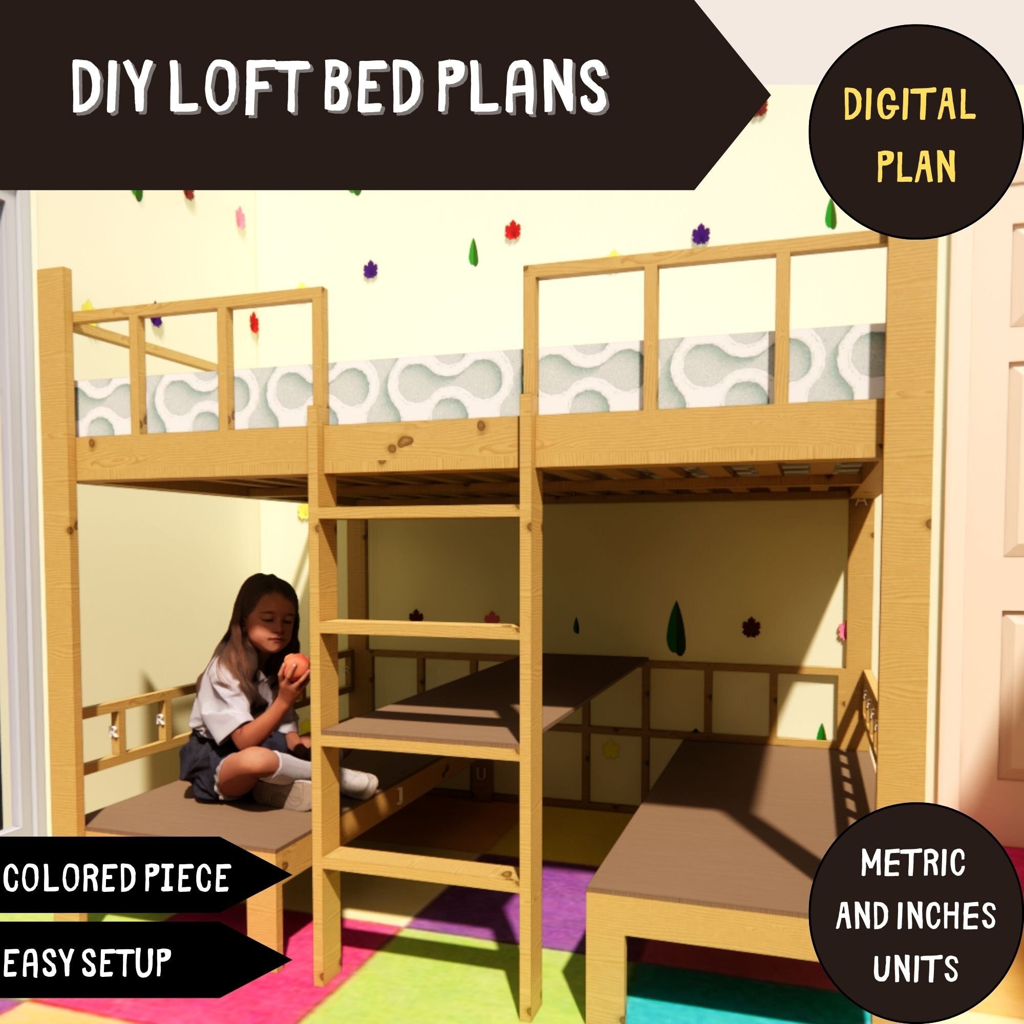 DIY Loft Bed Plans-step-by-step Guide for a Stylish Space-saving ...