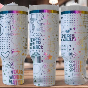 Logopedietherapeut Tumbler Wrap SVG, 40oz lasergravurebestand, Rotary Ready digitaal ontwerp, carrièrecadeau SVG