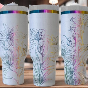 Tiger Lilies Tumbler Wrap SVG, 40oz Laser Engraving File, Rotary Engrave Digital Design, Floral SVG Design