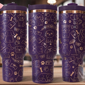 Dog Doodles Tumbler Wrap SVG, 40oz Laser Engraving File, Rotary Engrave Digital Design, Dog Lover Gift