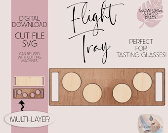Laser Cut Beer Flight Tray design, Instant Digital Download, Laser Cut File, Glowforge File, Glowforge Tested, Cricut, SVG