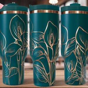 Calla Lilies Tumbler Wrap SVG, 40oz Laser Engraving File, Rotary Engrave Digital Design, Floral SVG Design