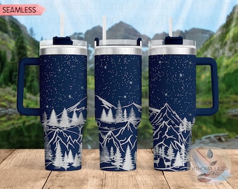 Mountain Scene Laser Engraved Full Wrap Design for 40oz Tumbler, Digital Download,  Seamless Design, SVG Tumbler Wrap For Laser Rotary