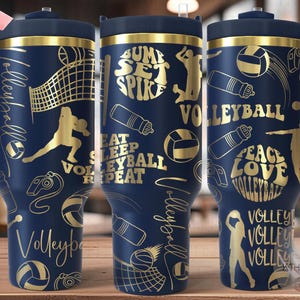 Volleyball Fan Girl Tumbler Wrap SVG, 40oz Laser Engraving File, Rotary Ready Digital Design, Sports Fan SVG