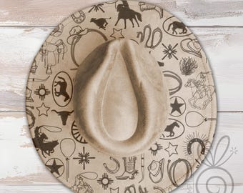 Western Cowboy Wide Brim Hat Laser Engraving SVG