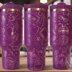 Awesome 80&#39;s Vibe Tumbler Wrap SVG, 40oz Laser Engraving File, Rotary Ready Digital Design, Graduation Wedding SVG