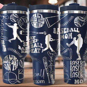 Baseball Mom Tumbler Wrap SVG, 40oz Laser Engraving File, Rotary Ready Digital Design, Mom Life SVG