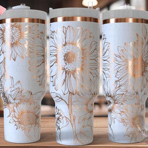 Sunflowers Tumbler Wrap SVG, 40oz Laser Engraving File, Rotary Engrave Digital Design, Floral SVG Design