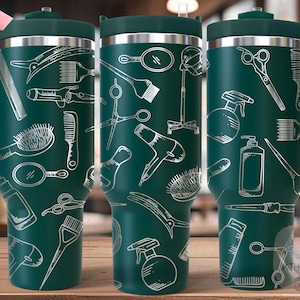 Hairstylist Tumbler Wrap SVG, 40oz Laser Engraving File, Rotary Ready Digital Design, Career Gift SVG