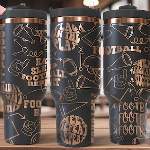 Envoltura para vaso de aficionado al fútbol SVG, archivo de grabado láser de 40 oz, diseño digital compatible con rotatorio, SVG para aficionado al deporte