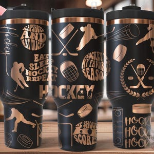 Hockey masculin Tumbler Wrap SVG, fichier de gravure laser 40 oz, conception numérique prête pour rotation, fan de sport SVG