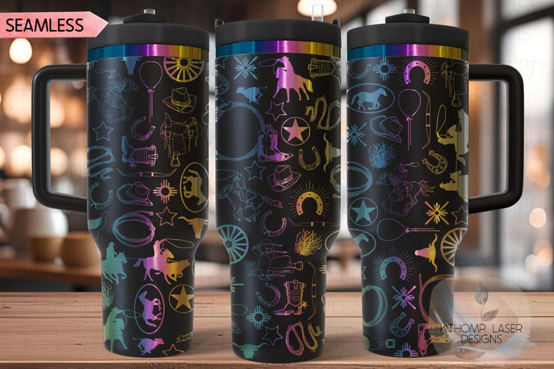 Western Cowboy Laser SVG Wrap for 30oz and 40oz Handled Tumblers - Etsy