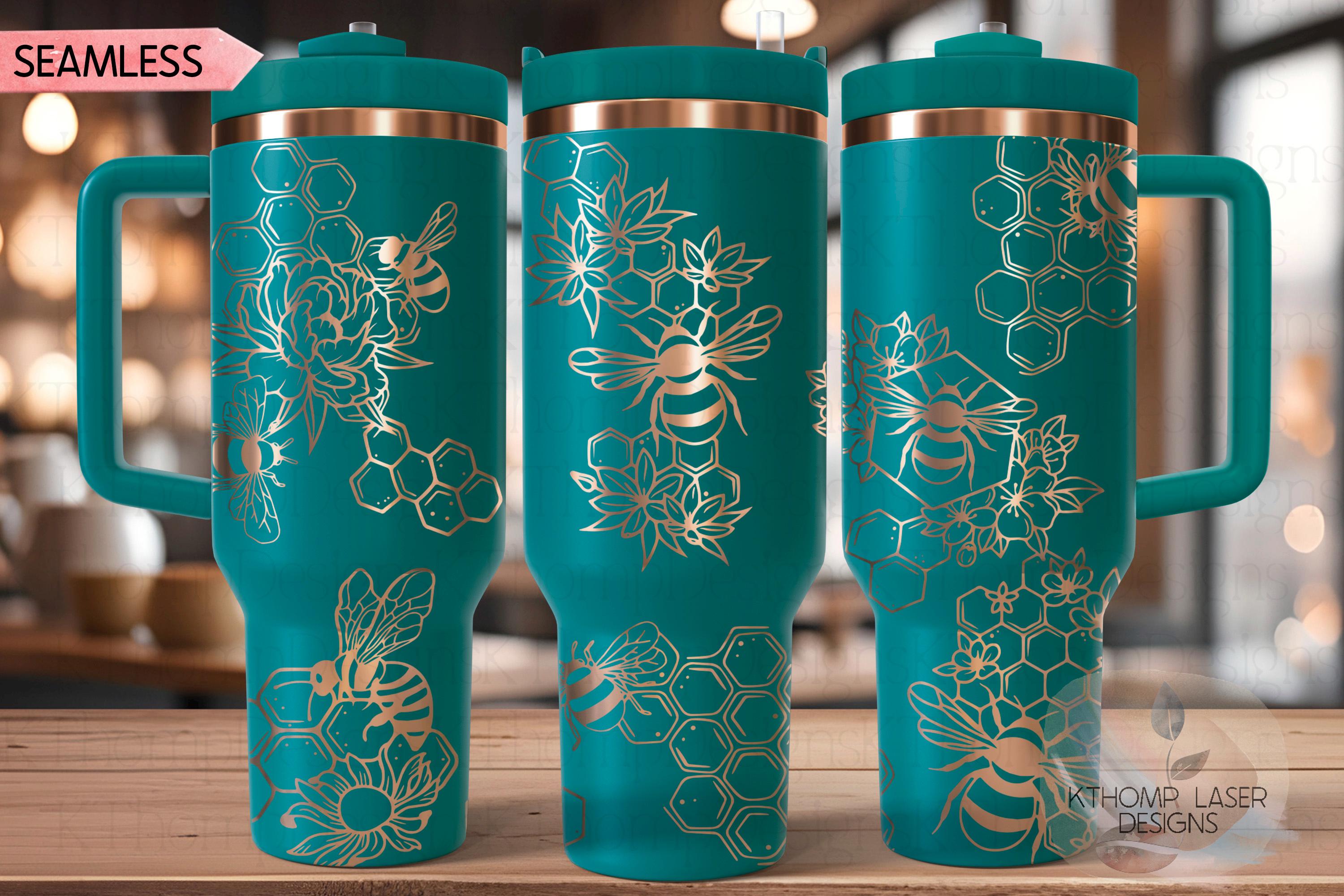 Honey Bees Tumbler Wrap SVG, 40oz Laser Engraving File, Rotary Ready Digital Design, Exotic Animal SVG