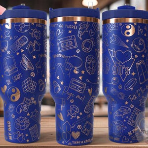 90&#39;s Throwback Tumbler Wrap SVG, 40oz Laser Engraving File, Rotary Ready Digital Design, Graduation Wedding SVG