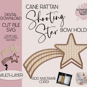 籐製シューティングスターヘッドバンドとリボンホルダーのデザイン、デジタルダウンロード、レーザーカットファイル、Glowforgeファイル、レーザーカット、Glowforgeテスト済み、SVG