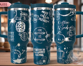 Coffee Lover Laser SVG Wrap for 30oz and 40oz Handled Tumblers