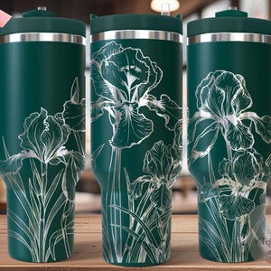 Wild Irises Laser SVG Wrap for 30oz and 40oz Handled Tumblers
