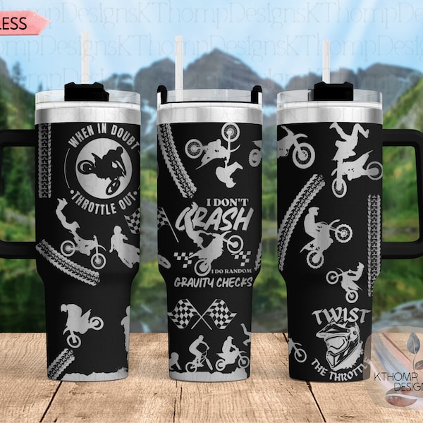 Motocross Laser Engraved Full Wrap Design for 40oz Tumbler, Digital Download, Seamless Design, SVG For Laser Rotary