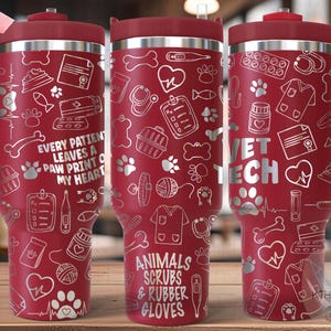 Dierenarts dierenarts Tech Tumbler Wrap SVG, 40oz lasergravure bestand, Rotary Ready digitaal ontwerp, carrièrecadeau SVG