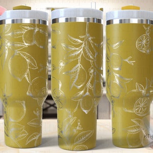 Lemons Tumbler Wrap SVG, 40oz Laser Engraving File, Rotary Ready Digital Design, Foodie SVG