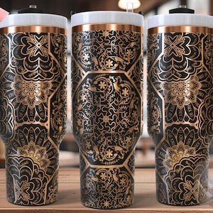 Cuss Word F*ck Mandala Tumbler Wrap SVG, 40oz Laser Engraving File, Rotary Ready Digital Design, Sassy Coffee SVG