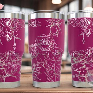 Roses 1 Tumbler Wrap SVG, 20oz and 30oz Laser Engraving File, Rotary Engrave Digital Design, Floral SVG Design