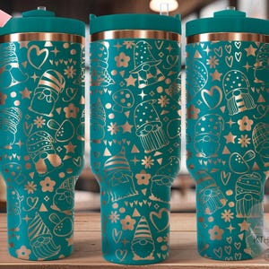 Gnomes Tumbler Wrap SVG, 40oz Laser Engraving File, Rotary Ready Digital Design, Fantasy Magic SVG