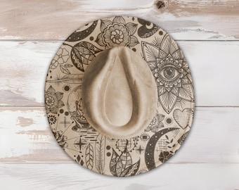 Boho Doodles Wide Brim Hat Laser Engraving SVG