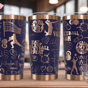 Volleyball Mom Tumbler Wrap SVG, 20oz and 30oz Laser Engraving File, Rotary Ready Digital Design, Mom Life SVG