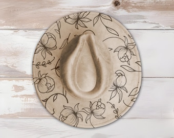 Blommig blomning bred hatt lasergravering SVG