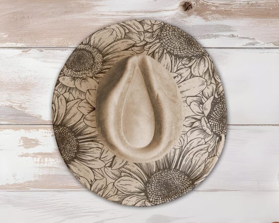 Sunflower Wide Brim Hat Laser Engraving SVG