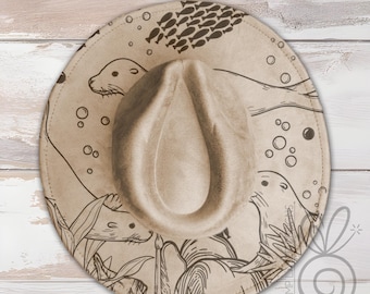 Sjölejon med bred brätte, lasergravering SVG