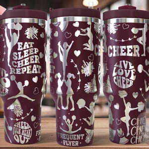 Cheer Tumbler Wrap SVG, 40oz Laser Engraving File, Rotary Ready Digital Design, Sports Fan SVG