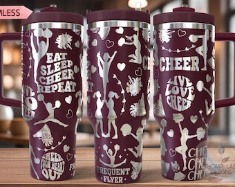 Cheer Tumbler Wrap SVG, 40oz Laser Engraving File, Rotary Ready Digital Design, Sports Fan SVG