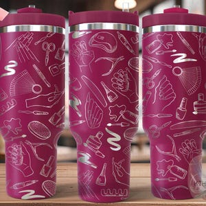 Nail Tech Tumbler Wrap SVG, 40oz Laser Engraving File, Rotary Ready Digital Design, Career Gift SVG