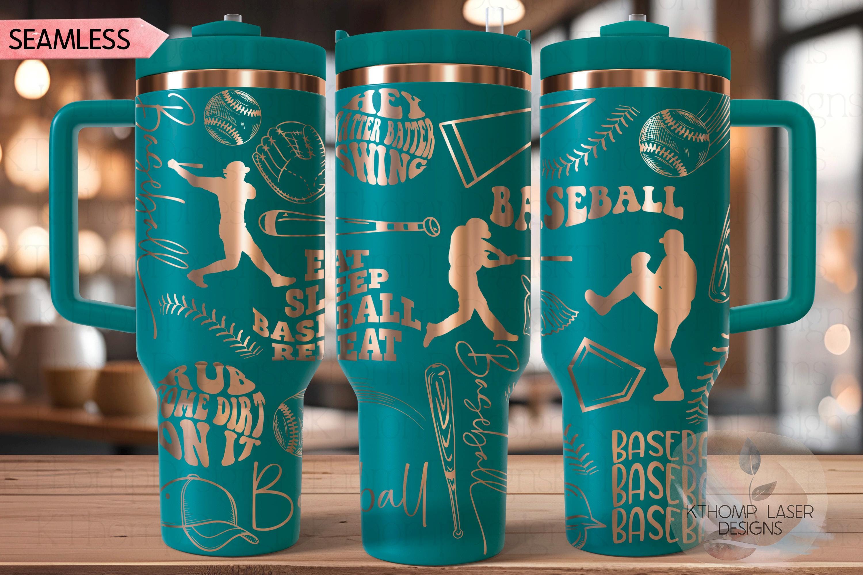 Baseball Player Tumbler Wrap SVG, 40oz Laser Engraving File, Rotary Ready Digital Design, Sports Fan SVG
